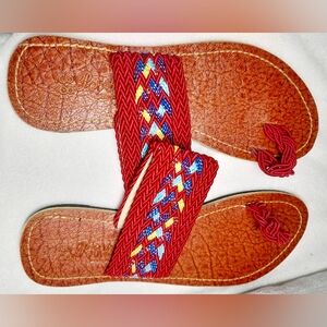 New handmade beaded leather slip-on